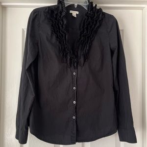 Black ruffled J. Crew blouse, 6